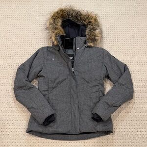 Women's Obermeyer Gray Fur-Trimmed Hooded Snow Jacket
